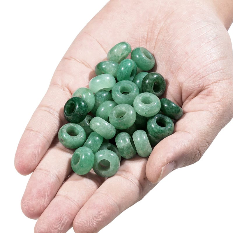 SUNYIK Green Aventurine Large Hole (6mm) Rondelle Loose Charms European Bead fits Bracelet,Jewelry Makings Pack of 20 - Image 2